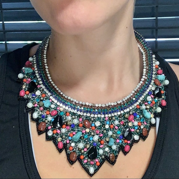 Colorful statement bib necklace (NWOT) - Picture 7 of 8